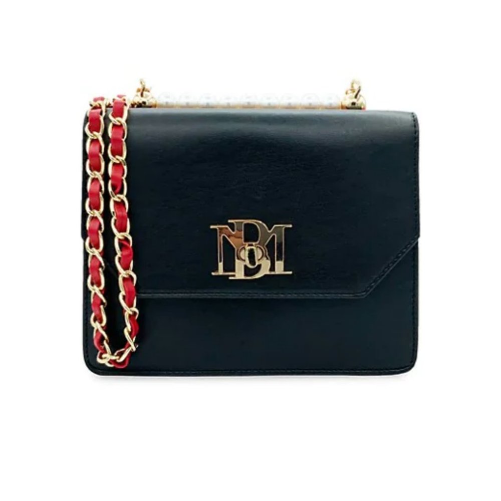 NEW Badgley Mischka Double-Sided Crossbody Bag Black & Red w/ Faux Pearls NWT!